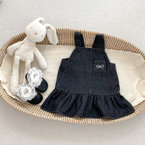 2 Pc Baby Girl Denim Overall with Collar Top
