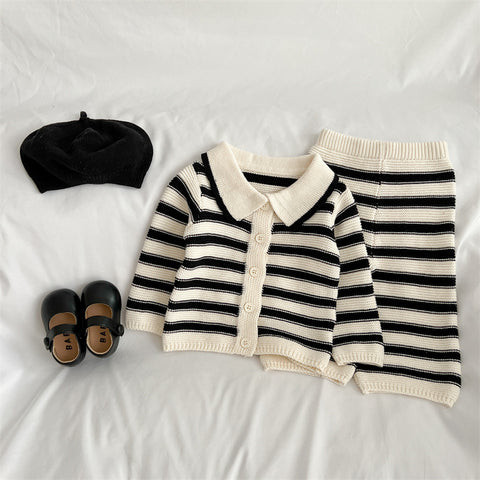 Girl Stripe Knit Sweater with Pants