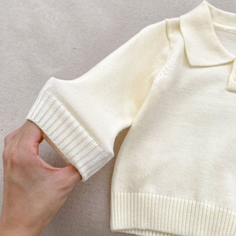 Baby Boy Knit Suspender Shorts with Shirt