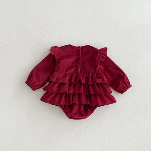 Baby Girl Fleece Lined Bow Bodysuit Dress
