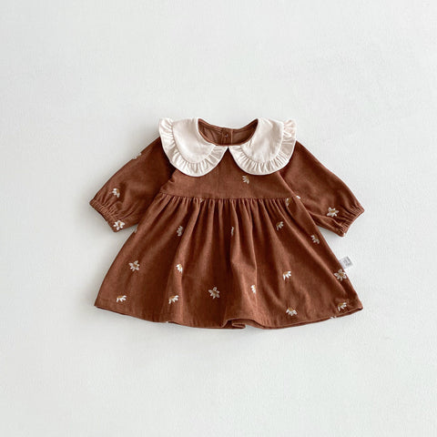 Baby Girl Ditsy Floral Corduroy Collar Dress