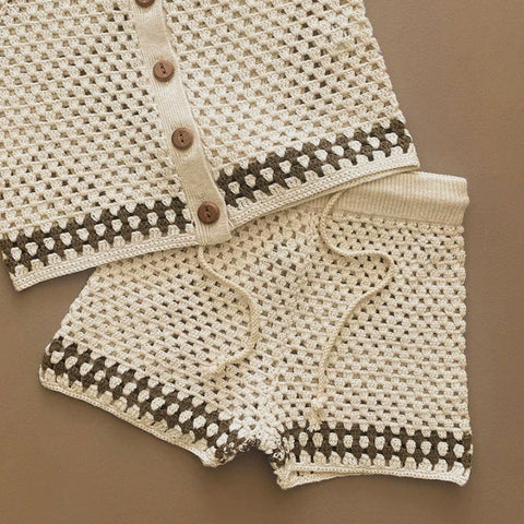 2 pc Baby Boy Hollow Out Crochet Set