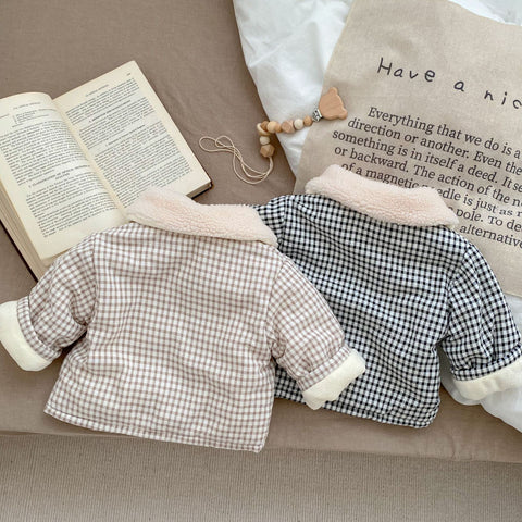 Baby Bear Thick Fleece Gingham Plaid Jacket