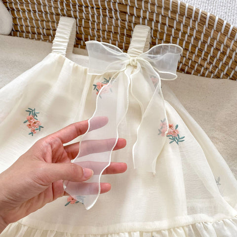 Baby Girl Flower Embroidered Mesh Dress