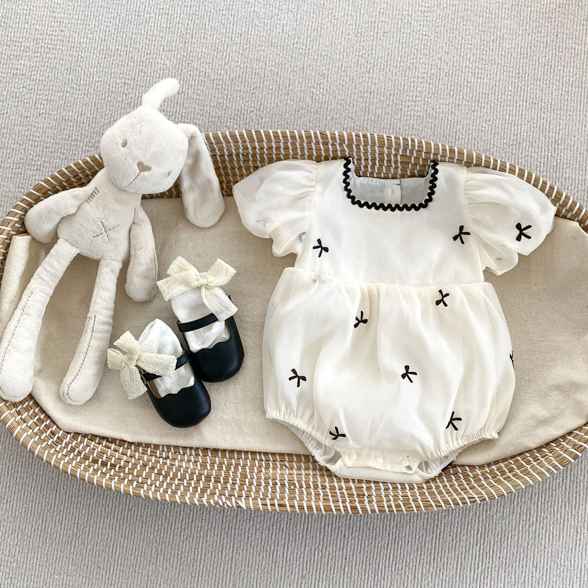 Girls Bow Organza Onesie Dress