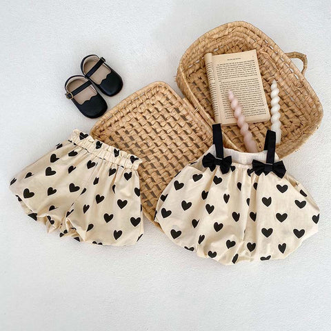 2 Pc Baby Girl Hearts Balloon Top Shorts Set