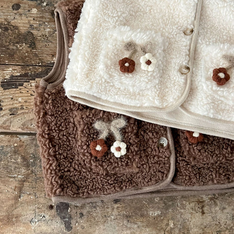 Baby Girl Shearling Autumn Flower Vest