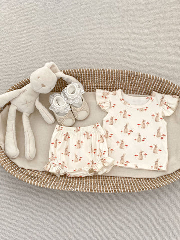 2 Pc Baby Girl Spring Rabbit Tee Short Set