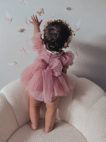 Baby Girl Bubble Sleeve Tulle Dress
