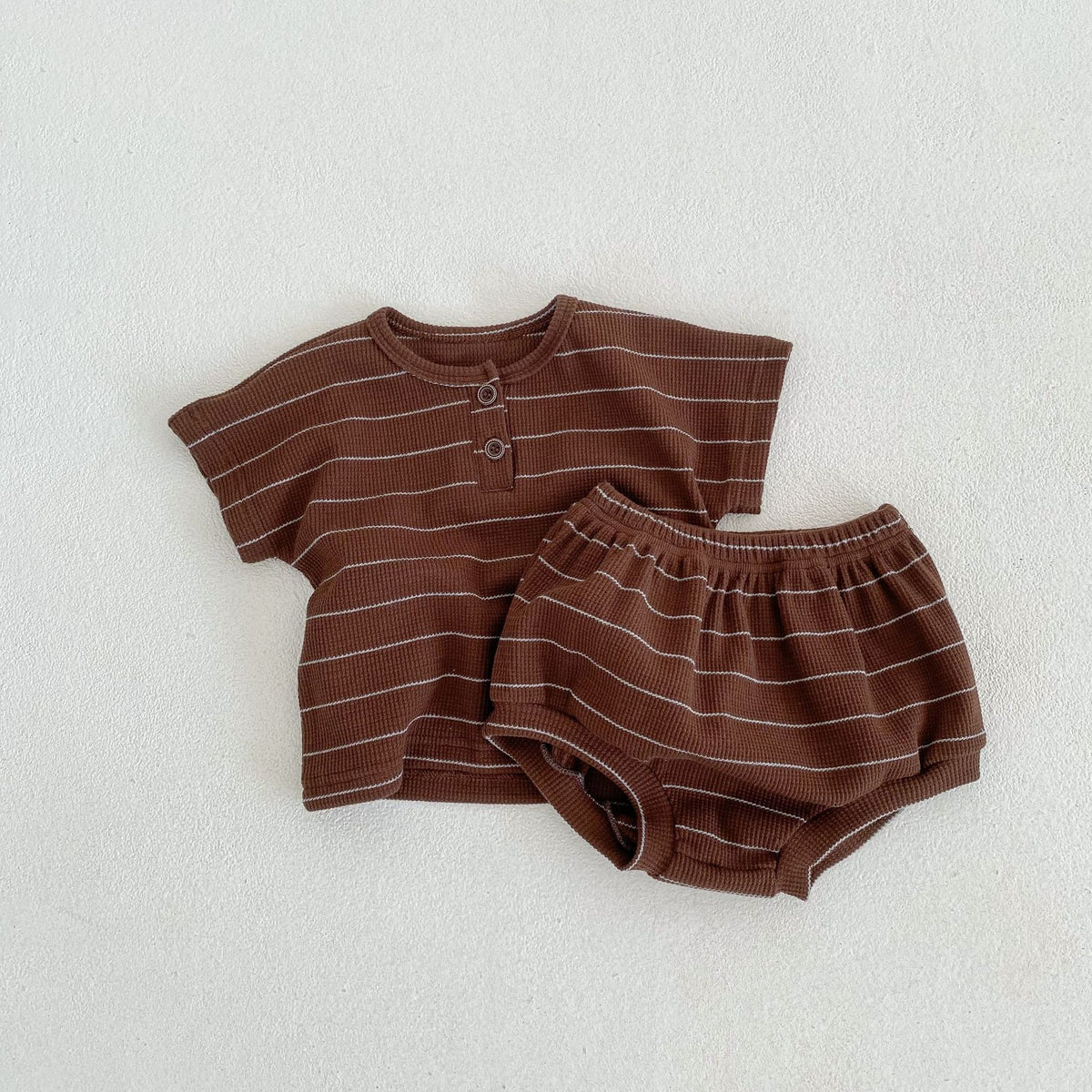 2 Pc Unisex Baby Stripe Waffle Knit Set