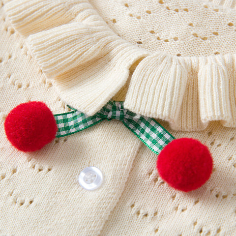 Girls Cherry Ruffle Cardigan