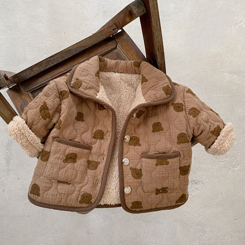 Baby Fleece Lined Cotton Bear Jacket