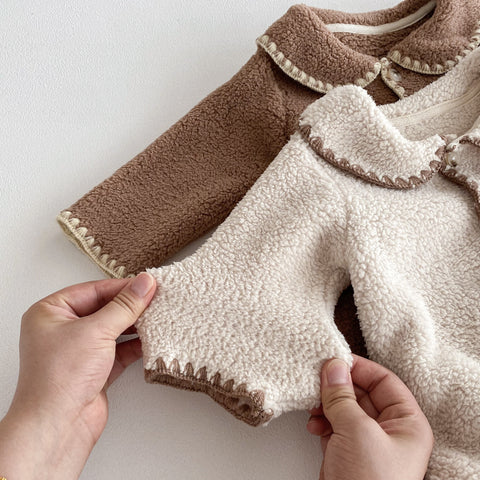 Baby Fluffy Cozy Contrast Stitch Romper
