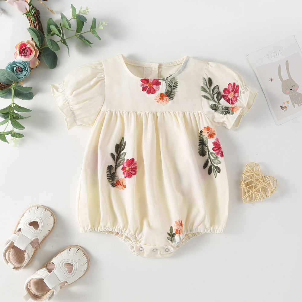 Baby Girl Embroidered Floral Bodysuit/ Set
