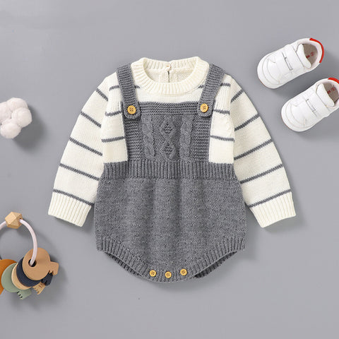 Baby Girl Knit Faux Overall Bodysuit