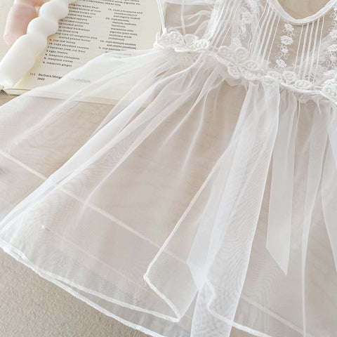 2 Pc Baby Girl Sheer Mesh Dress with Bodysuit