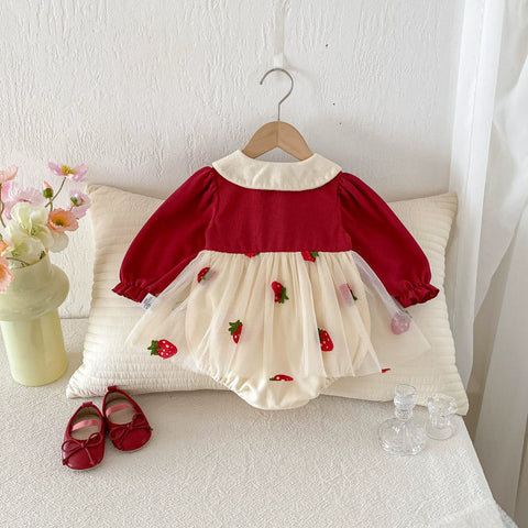 Baby Girl Strawberry Collar Dress