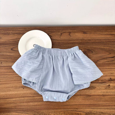 2 Pc Baby Girl Ribbed Shirt & Bloomer Skirt Set