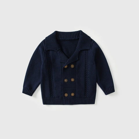 Baby Boy Double Breasted Button Up Cardigan Sweater