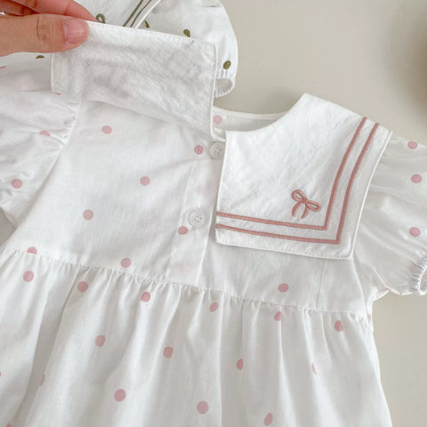 Baby Girl Polka Dot Sailor Collar Bodysuit