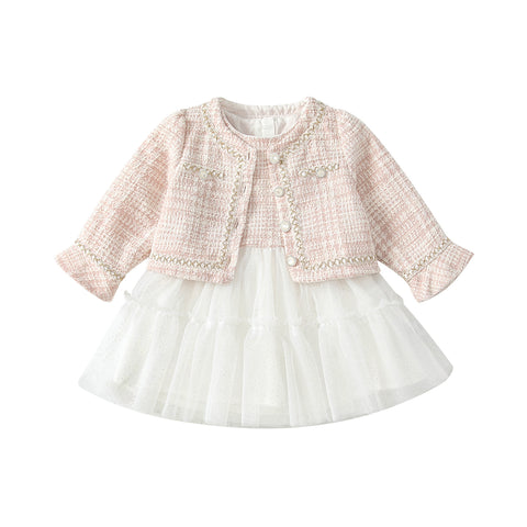 2 Pc Baby Girl Tweed Jacket and Dress Set
