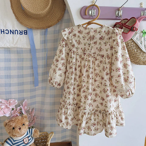 Girls Vintage Style Floral Print Dress