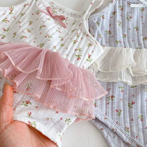 Baby Girl Ditsy Floral Ribbed Tutu Bodysuit