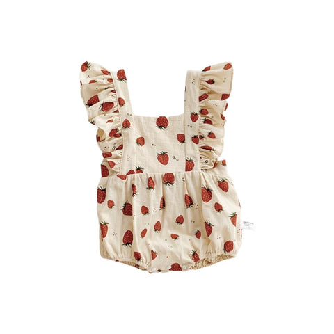 Baby Girls Strawberry Cotton Ruffle Bodysuit