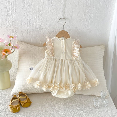 Baby Girl 3D Flower Hem Bodysuit Dress