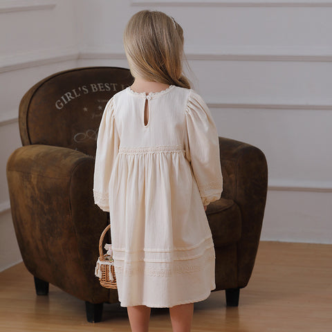 Girls Rustic Style Long Sleeve Dress