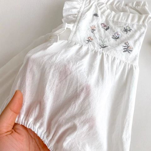 Baby Girl Mini Flower Bow Trim Bodysuit