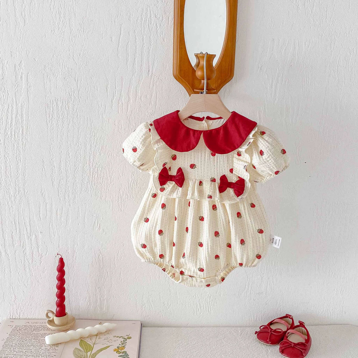 Baby Girl Strawberry Contrast Collar Bodysuit