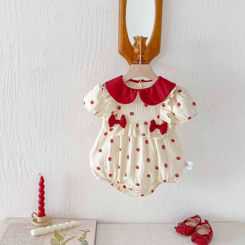 Baby Girl Strawberry Contrast Collar Bodysuit