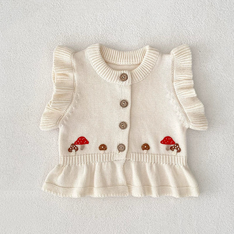 Baby Girl Autumn Mushroom Sweater Vest