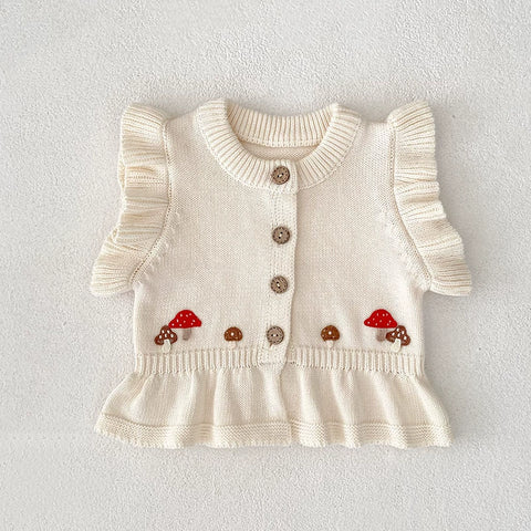 Baby Girl Autumn Mushroom Sweater Vest