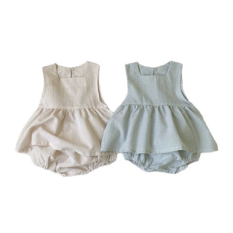 2 Pc Baby Girl Gingham Peplum Top & Bloomer