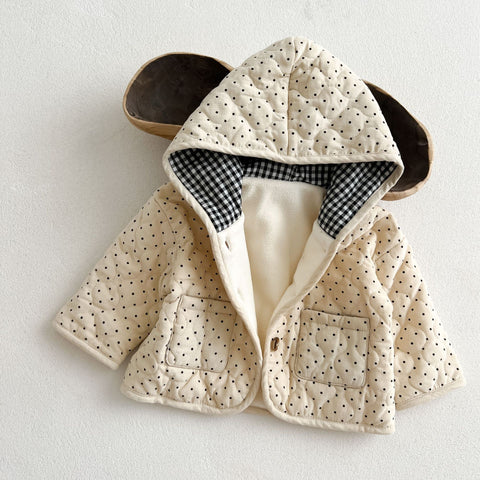 Unisex Baby Corduroy Polka Dot Fleece Line Jacket