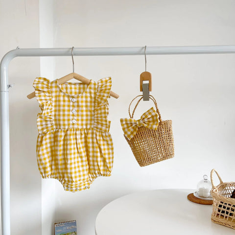 2 Pc Baby Girl Gingham Bodysuit Set