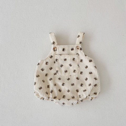 Baby Corduroy Print Overall Bodysuit