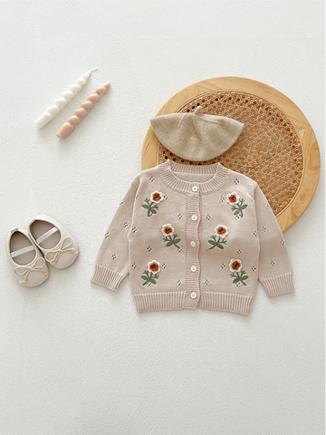 Baby Girl Autumn Flower Cardigan