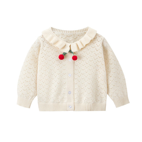 Girls Cherry Ruffle Cardigan