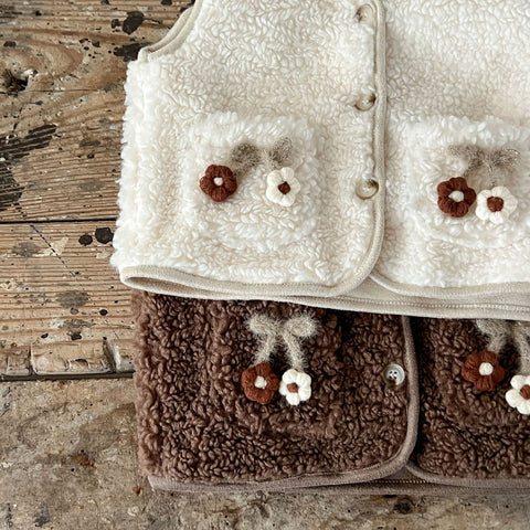 Baby Girl Shearling Autumn Flower Vest