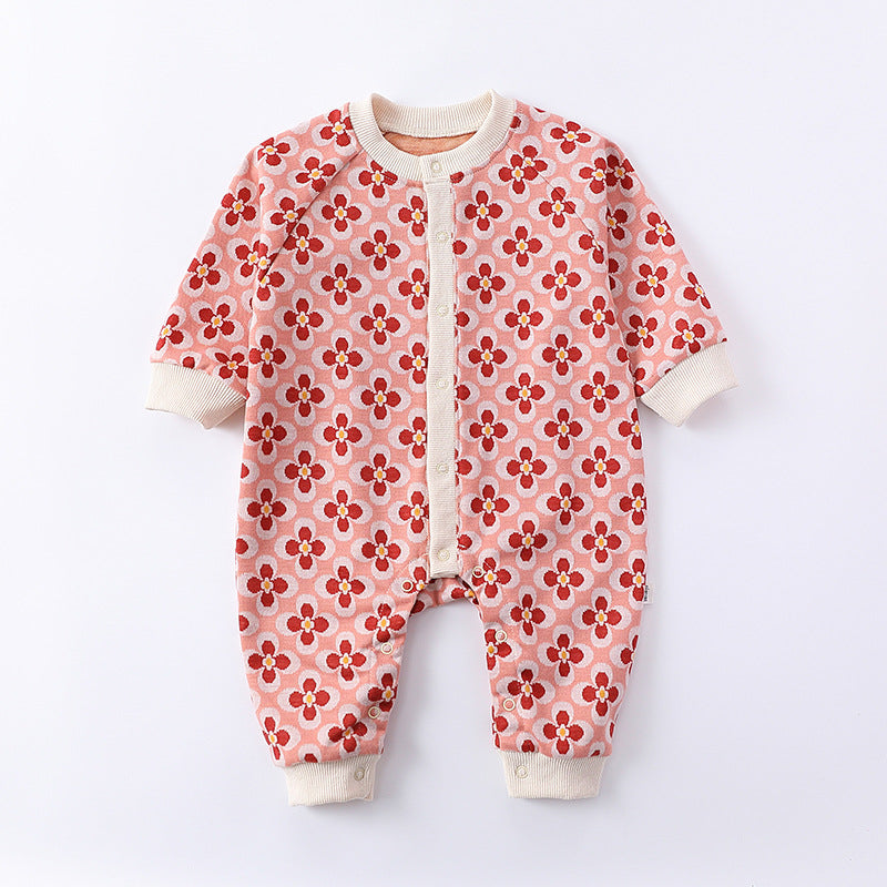 Baby Girl Wallpaper Flower Knit Romper