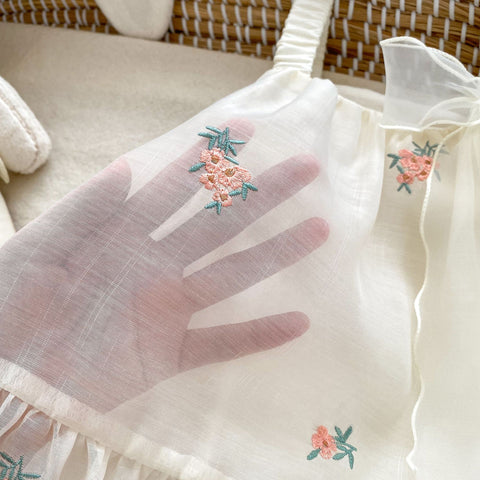 Baby Girl Flower Embroidered Mesh Dress