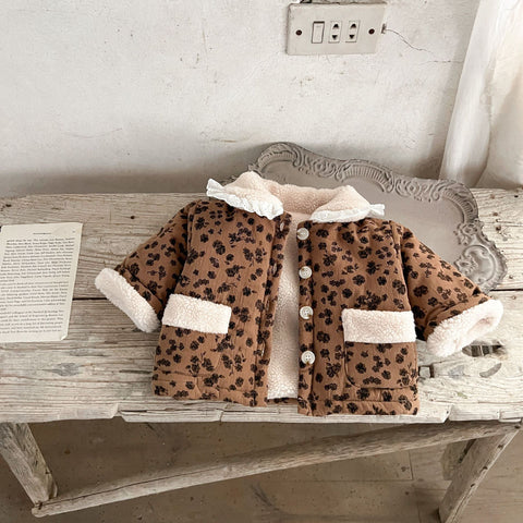 Baby Girl Vintage Floral Fleece Lined Jacket