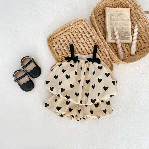 2 Pc Baby Girl Hearts Balloon Top Shorts Set