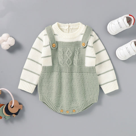 Baby Girl Knit Faux Overall Bodysuit