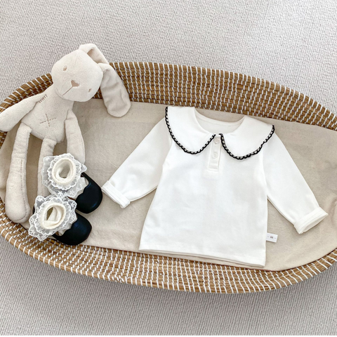 2 Pc Baby Girl Denim Overall with Collar Top