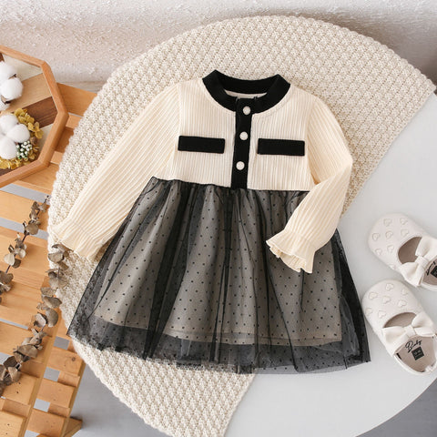 Baby Girl Mesh Polka Dot Skirt Cardi Dress