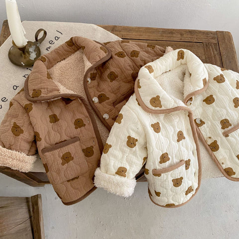 Baby Fleece Lined Cotton Bear Jacket
